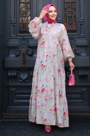Modest Beige Floral Dress 710501BEJ - 2