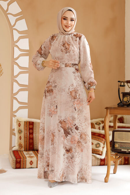 beige plus dress Plus Size - Stone Beige Lace & Chiffon Skater Dress
