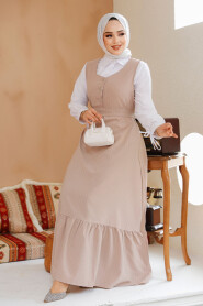 Modest Beige Gilet Dress 70501BEJ - 2