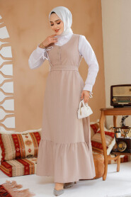 Modest Beige Gilet Dress 70501BEJ - 3