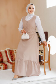 Modest Beige Gilet Dress 70501BEJ 