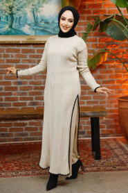 Modest Beige Knitwear Dual Suit 35971BEJ - 2