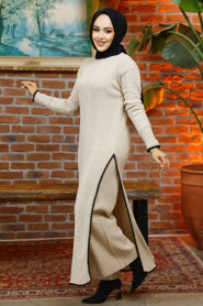 Modest Beige Knitwear Dual Suit 35971BEJ - 1