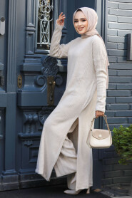 Modest Beige Knitwear Dual Suit 50635BEJ - 2