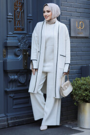 Modest Beige Knitwear Triple Suit 50182BEJ - 3