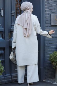 Modest Beige Knitwear Triple Suit 50182BEJ - 4