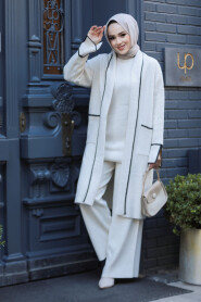 Modest Beige Knitwear Triple Suit 50182BEJ - 2