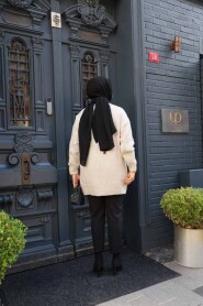 Modest Beige Knitwear Tunic 7852BEJ - 4