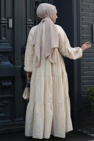 Modest Beige Long Dress 10002BEJ - 4