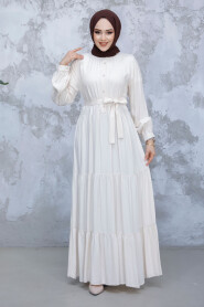 Modest Beige Long Dress 22042BEJ - 2