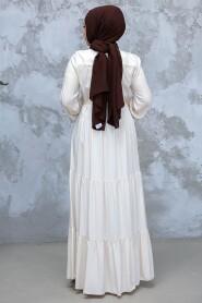 Modest Beige Long Dress 22042BEJ - 3