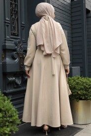 Modest Beige Long Dress 23631BEJ - 3