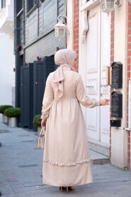 Modest Beige Long Dress 6205BEJ - 3