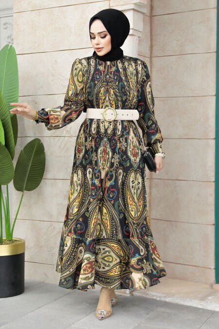 Modest Beige Long Dress 9271BEJ - NEVA STYLE