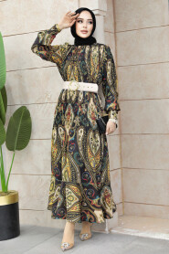 Modest Beige Long Dress 9271BEJ - 3