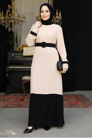 Modest Beige Long Sleeve Maxi Dress 51954BEJ - 1
