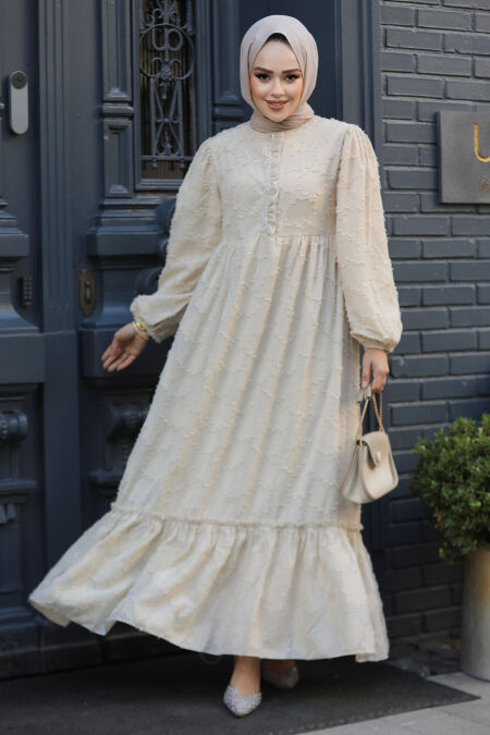Modest Beige Maxi Dress 10013BEJ - NEVA STYLE