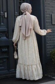 Modest Beige Maxi Dress 10013BEJ - 4