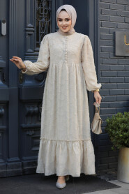 Modest Beige Maxi Dress 10013BEJ - 2