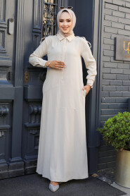 Modest Beige Maxi Dress 12501BEJ - 1