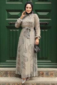 Modest Beige Maxi Dress 34465BEJ - 2