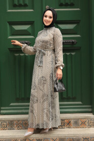 Modest Beige Maxi Dress 34465BEJ - 1