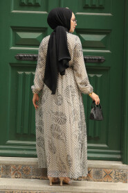 Modest Beige Maxi Dress 34465BEJ - 3