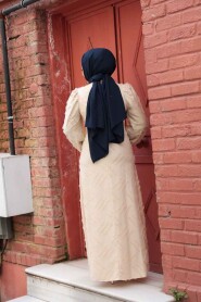 Modest Beige Maxi Dress 5298BEJ - 3