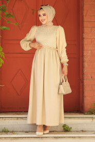 Modest Beige Maxi Dress 59861BEJ - 1