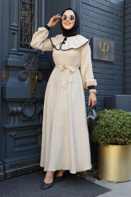 Modest Beige Maxi Dress 60881BEJ - 2