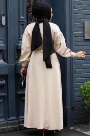 Modest Beige Maxi Dress 61471BEJ - 3