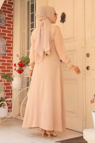 Modest Beige Maxi Dress 6621BEJ - 3