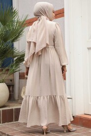 Modest Beige Maxi Dress 6731BEJ - 3