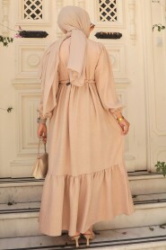 Modest Beige Maxi Dress 6731BEJ - 3