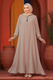 Modest Beige Plus Size Abaya 26302BEJ - 3