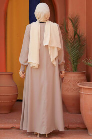 Modest Beige Plus Size Abaya 26302BEJ - 4