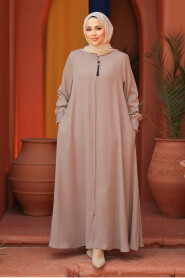 Modest Beige Plus Size Abaya 26302BEJ - 2