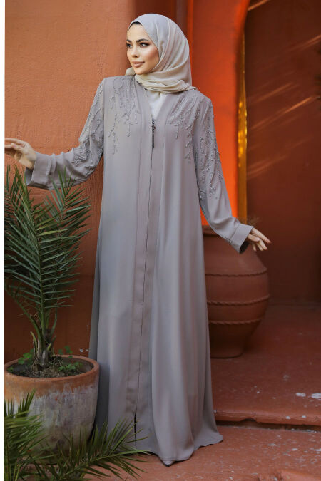 Modest Beige Plus Size Abaya 29110BEJ - NEVA STYLE