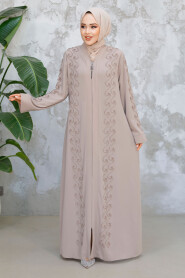 Modest Beige Plus Size Abaya 29123BEJ - 2