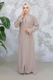 Modest Beige Plus Size Abaya 29123BEJ - 3