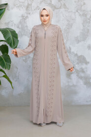 Modest Beige Plus Size Abaya 29123BEJ 