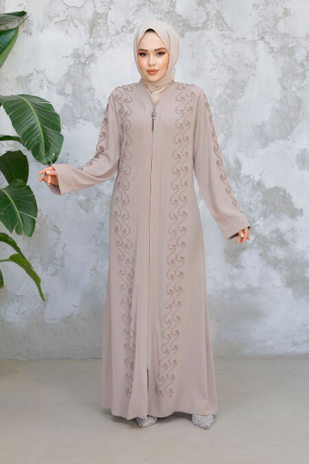 Modest Beige Plus Size Abaya 29123BEJ - NEVA STYLE