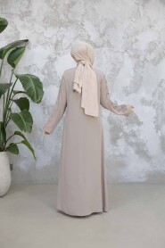 Modest Beige Plus Size Abaya 29123BEJ - 5