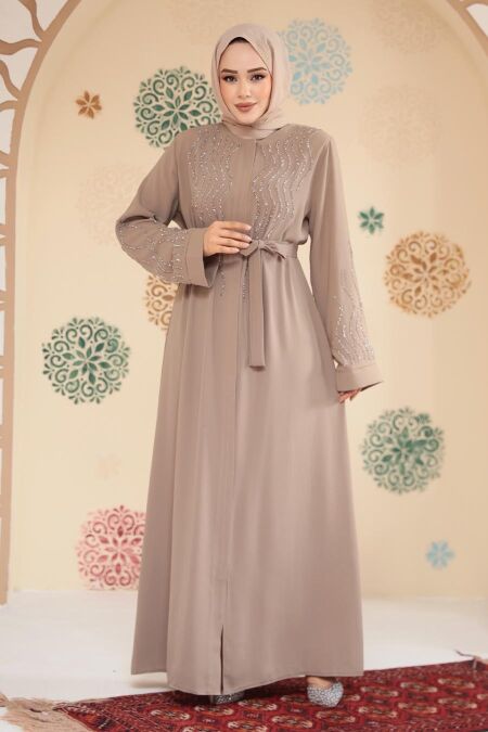 Modest Beige Plus Size Abaya 29130BEJ - NEVA STYLE
