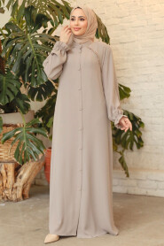 Modest Beige Plus Size Abaya 45275BEJ - 2