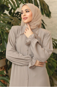 Modest Beige Plus Size Abaya 45275BEJ - 3