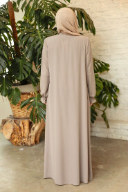 Modest Beige Plus Size Abaya 45275BEJ - 4