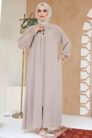 Modest Beige Plus Size Abaya 45293BEJ - 3