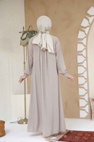 Modest Beige Plus Size Abaya 45293BEJ - 4