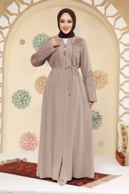 Modest Beige Plus Size Abaya 45302BEJ - 3